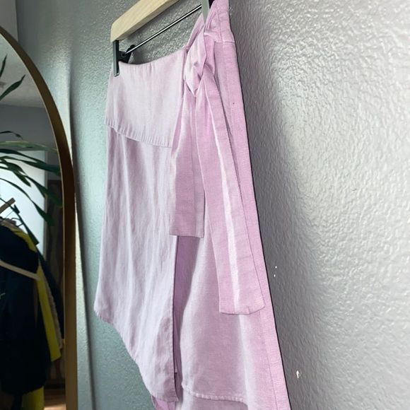 Zara Lavender Linen Blend Bow Trim Skort - Picture 3 of 16